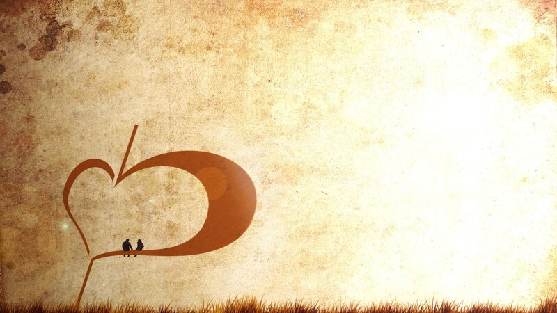 silhouette couple on heart-shaped branch