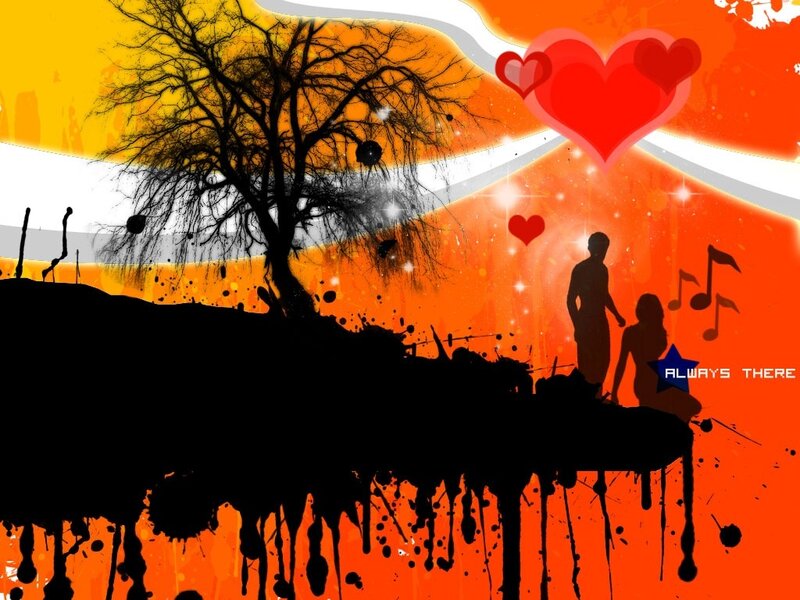 Silhouette Couple on Hill