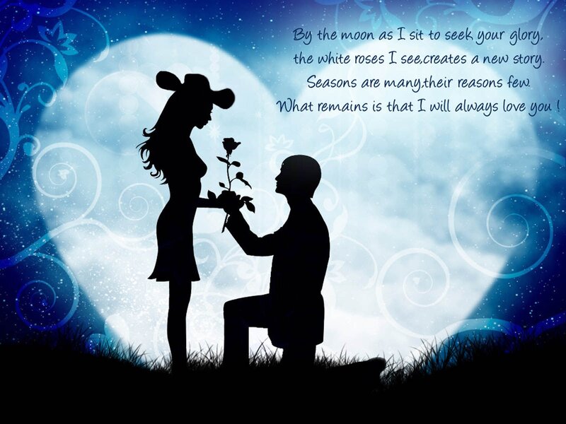 Silhouette Couple Proposal — Blue