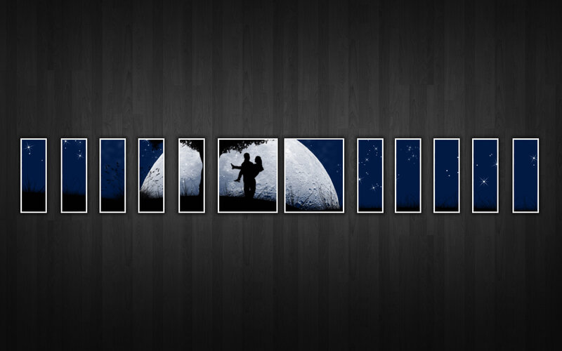silhouette couple under moon