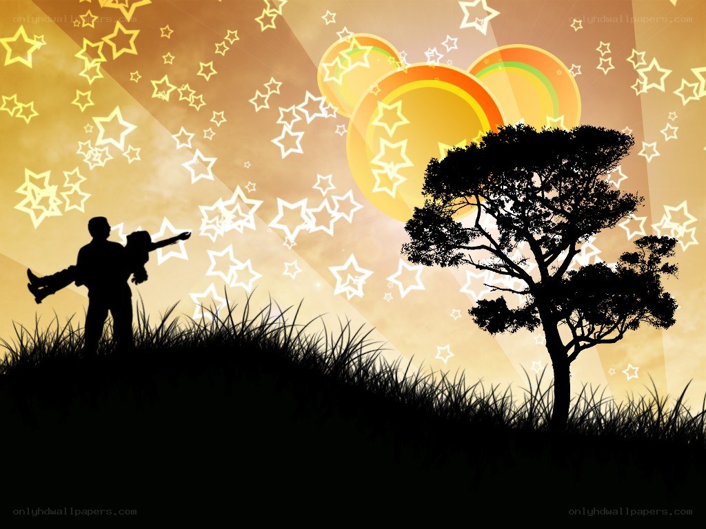 silhouette couple under starry sky
