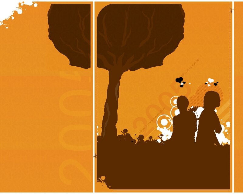 silhouette couple under tree