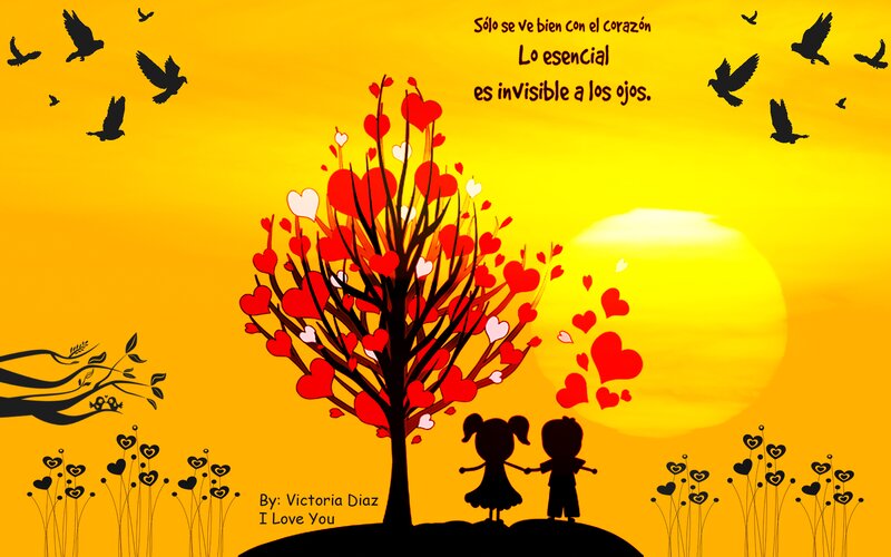 Silhouette Couple under Tree — Yellow
