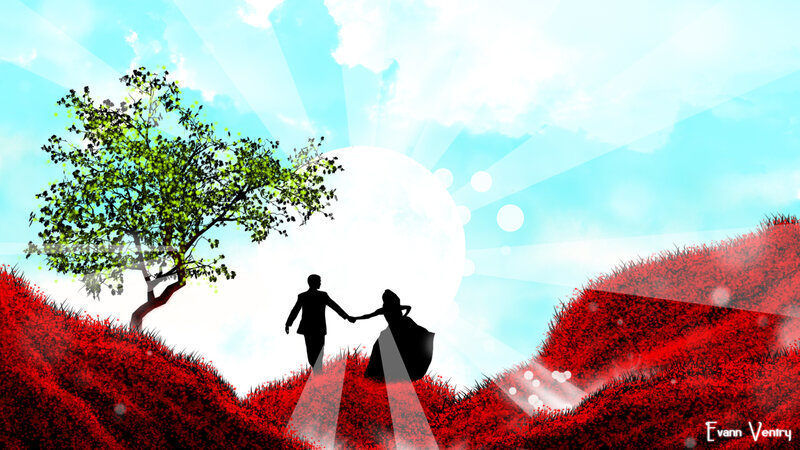 Silhouette Couple Walking