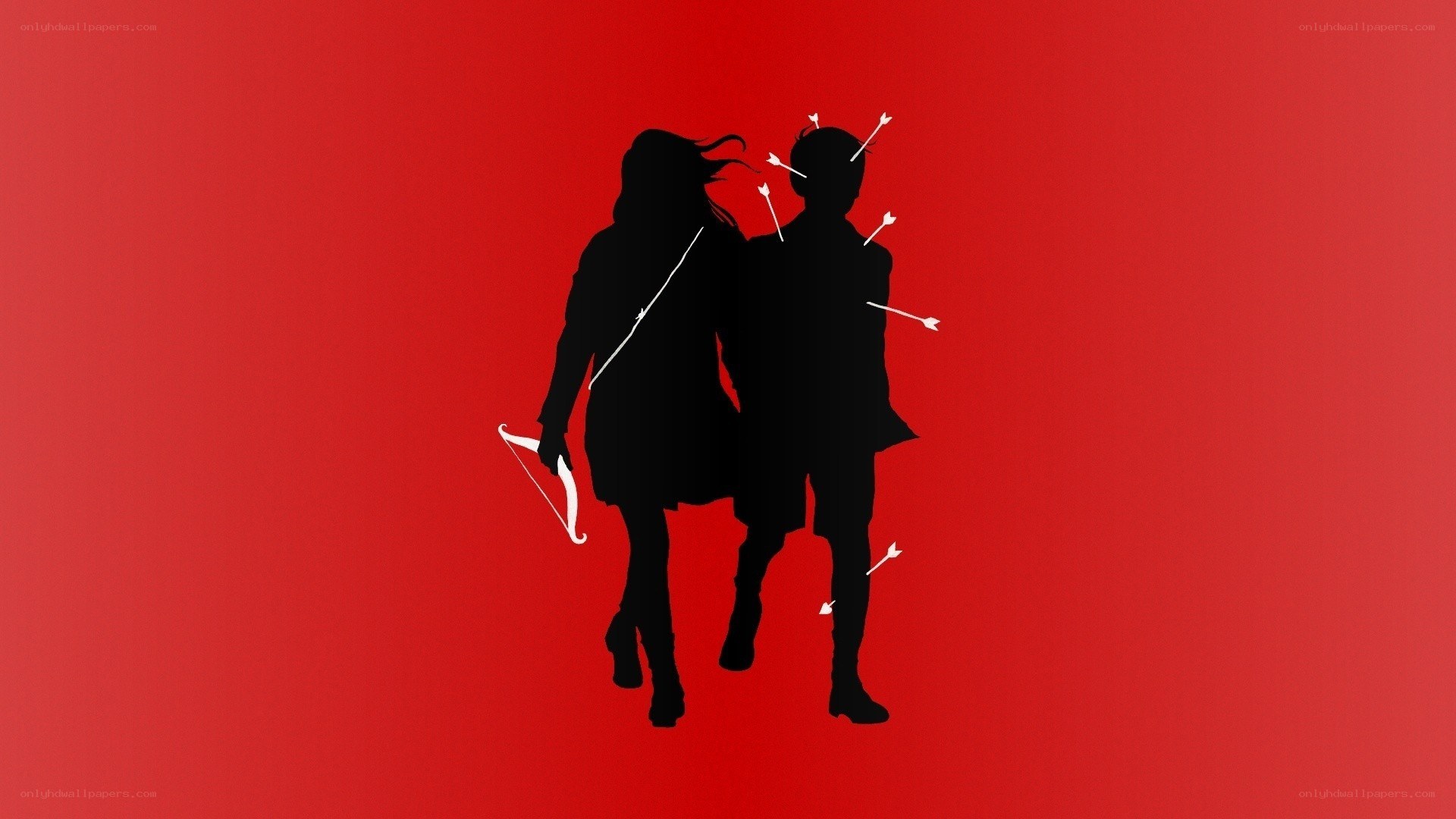 Silhouette couple with arrows