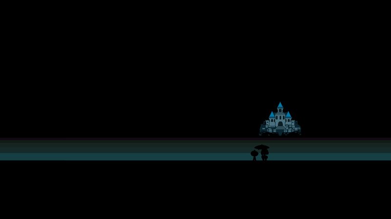 Silhouette Couple with Castle