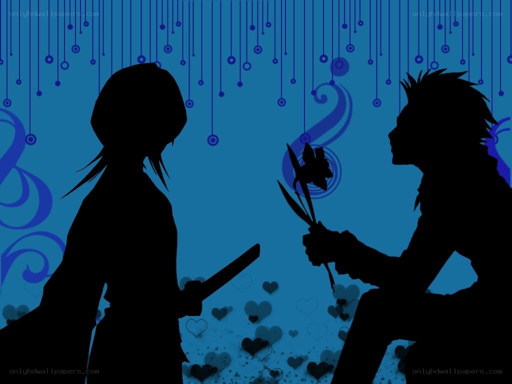 Silhouette couple with flower