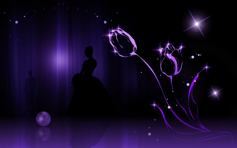Silhouette Couple with Flowers