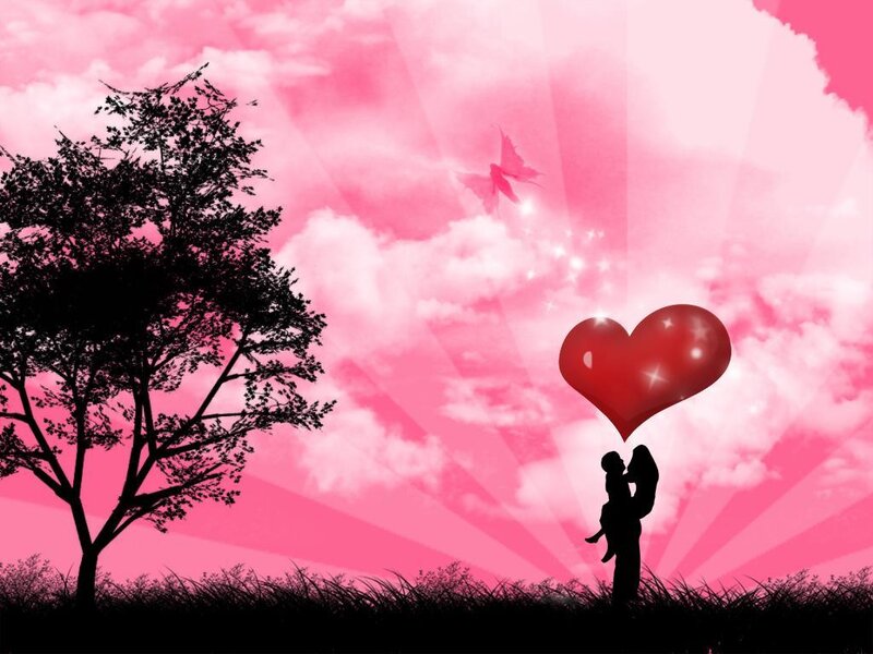 silhouette couple with heart