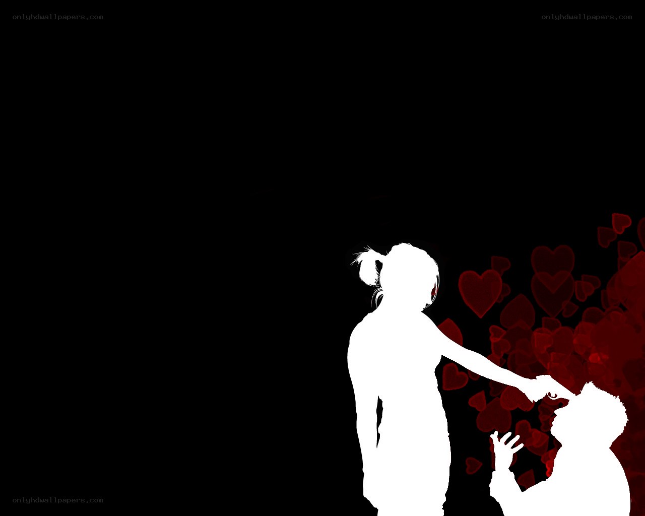 silhouette couple with hearts