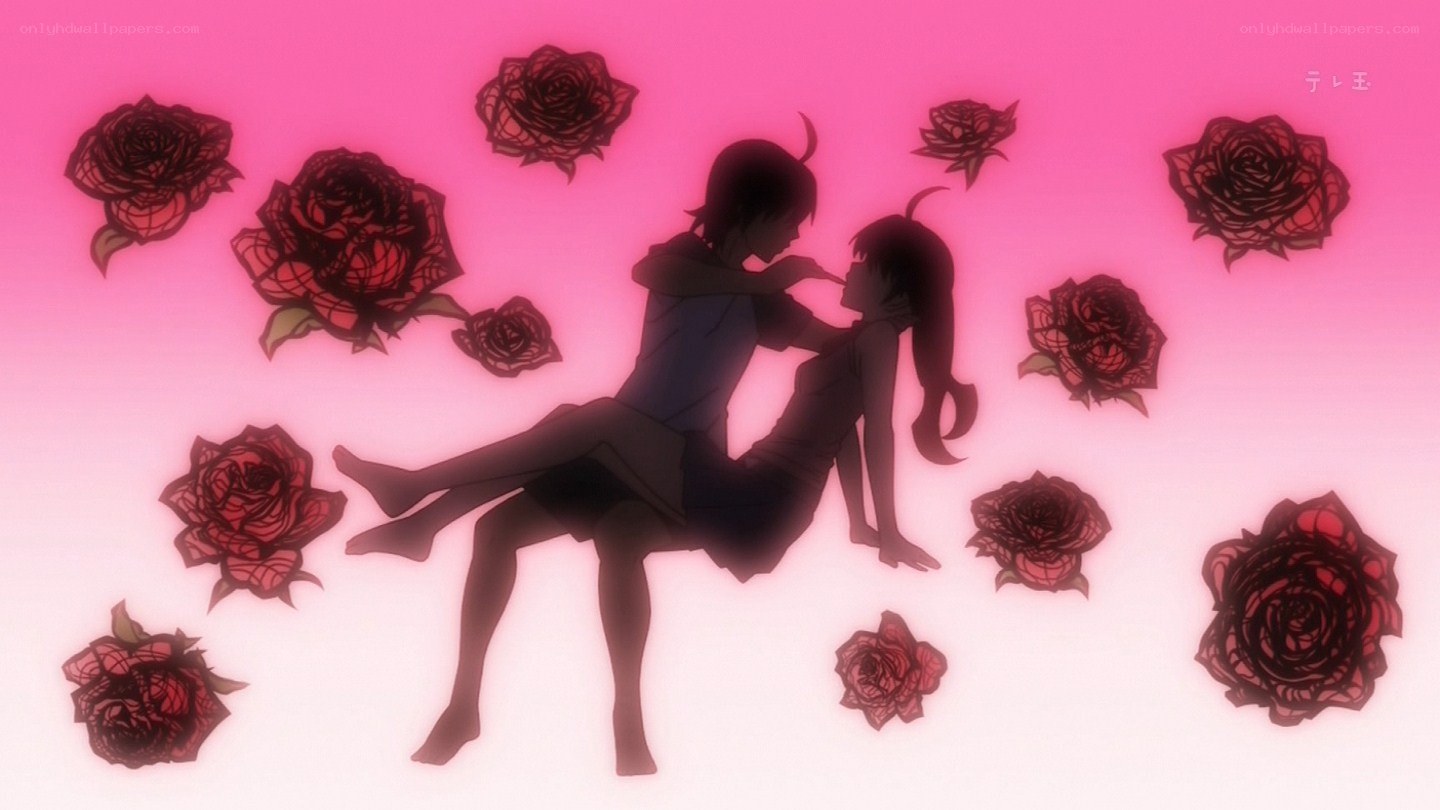 silhouette couple with roses