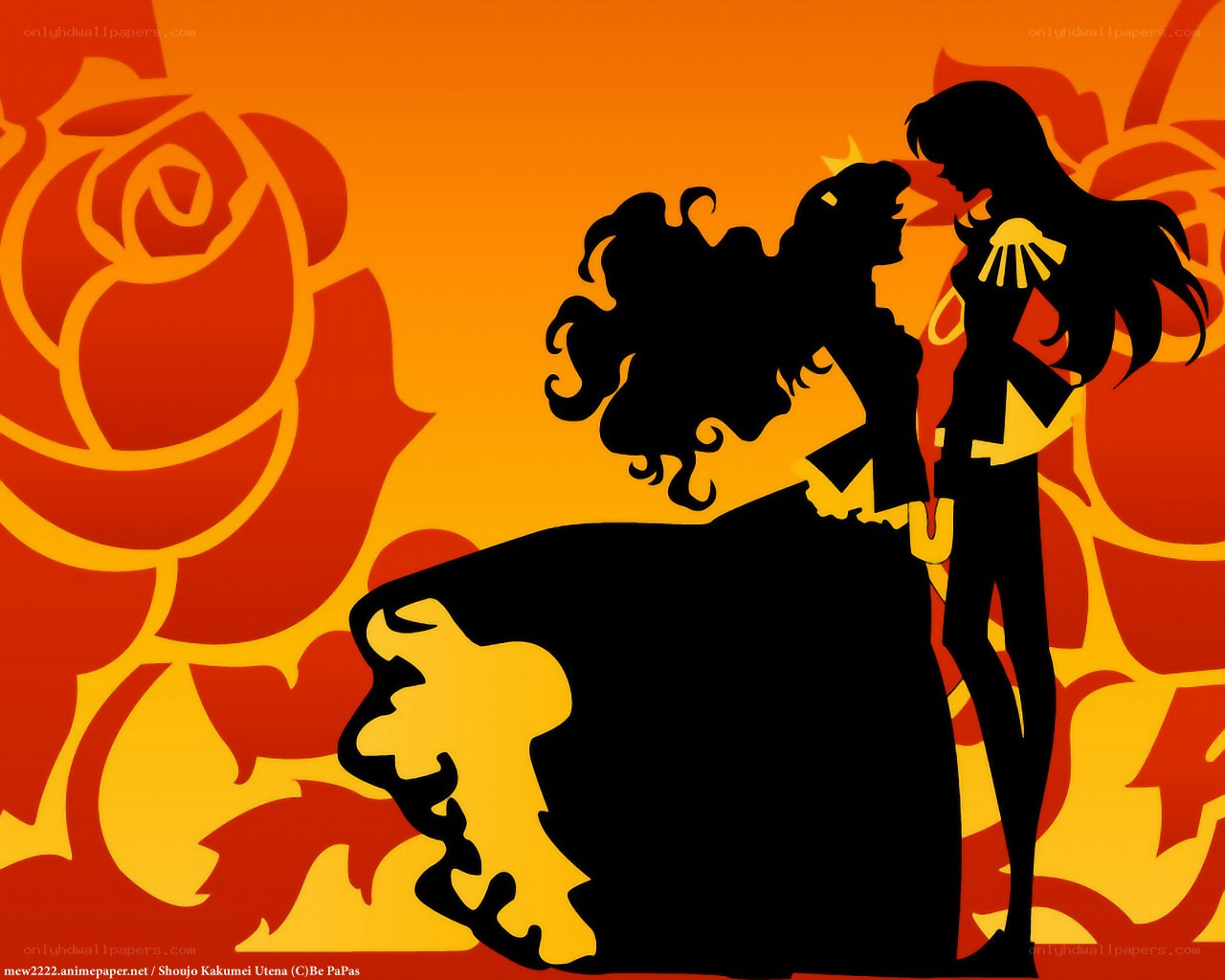 Silhouette couple with roses