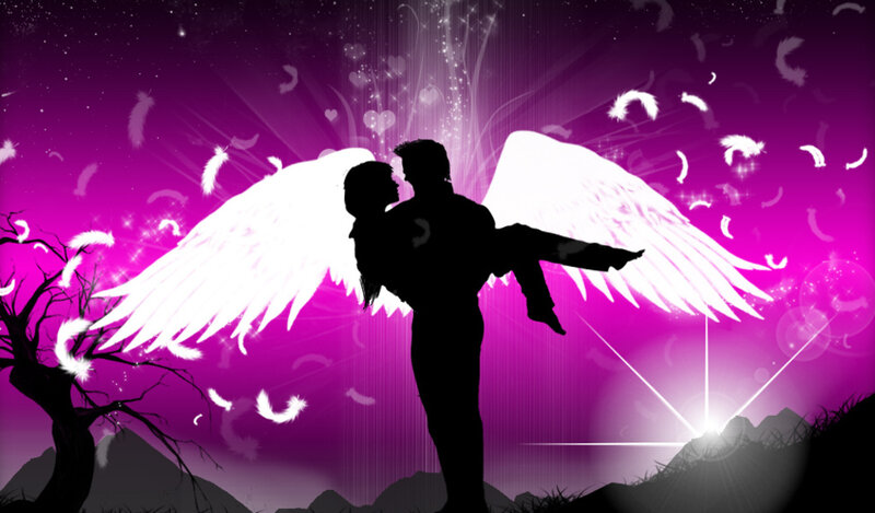 Silhouette Couple with Wings