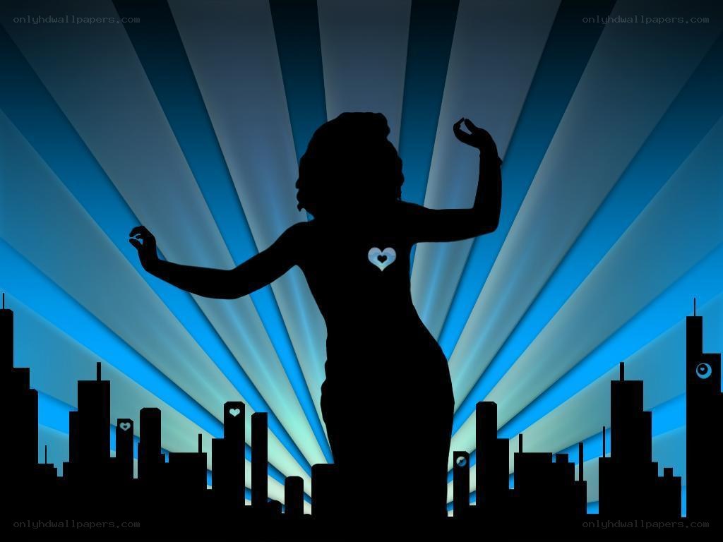 silhouette dancer against cityscape