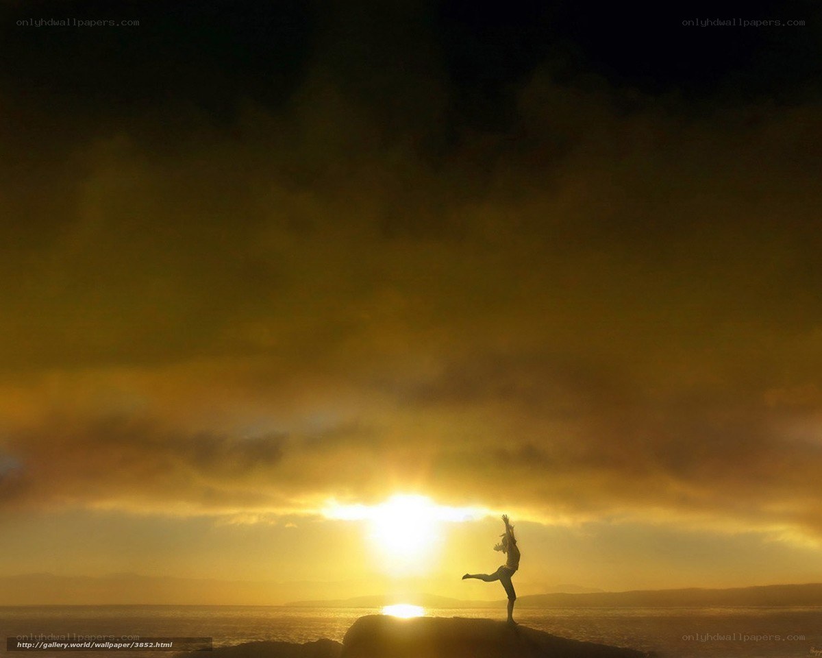 Silhouette dancer at sunset
