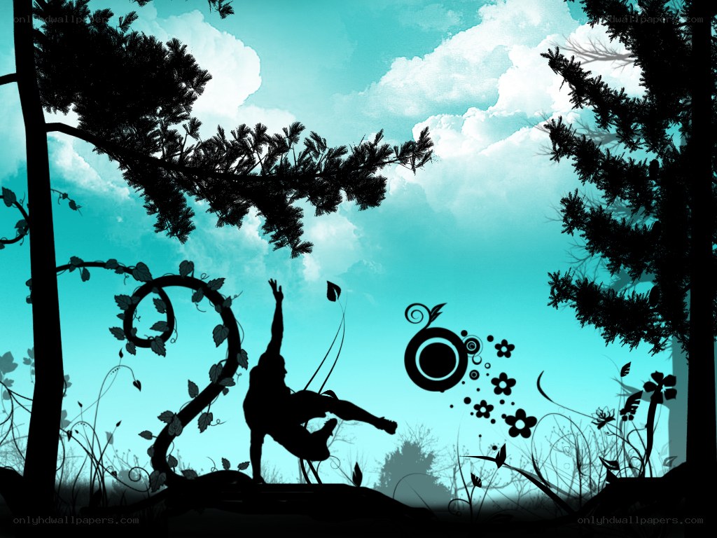 silhouette dancer in forest