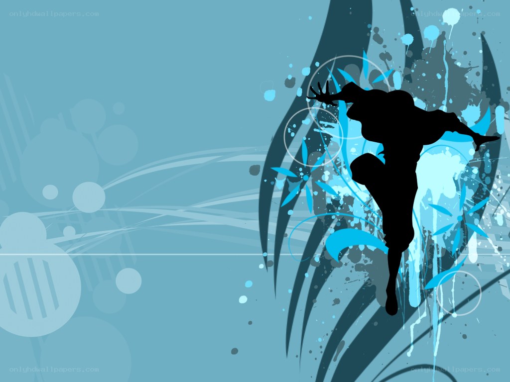 silhouette dancer on blue background