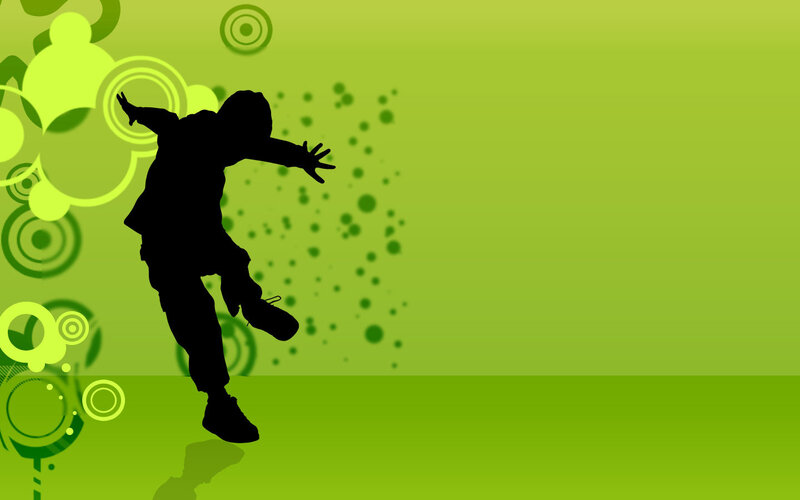 silhouette dancer on green background