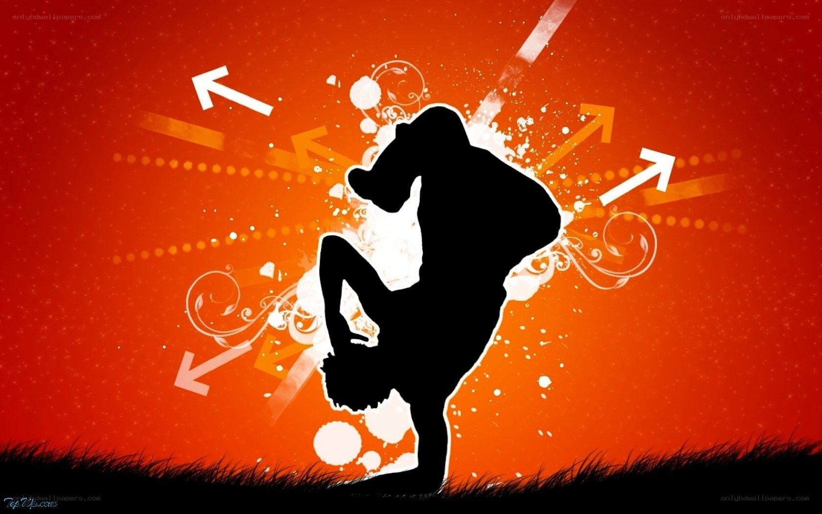 Silhouette dancer on orange background