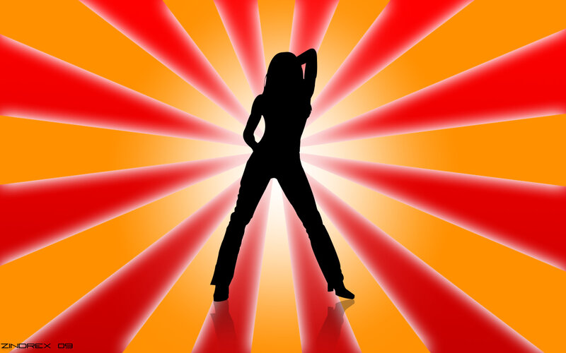 silhouette dancer on radiant background