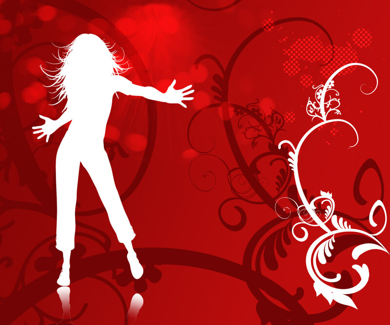 Silhouette dancer on red background