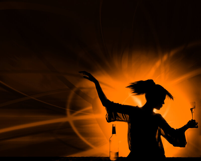 silhouette dancer with drink
