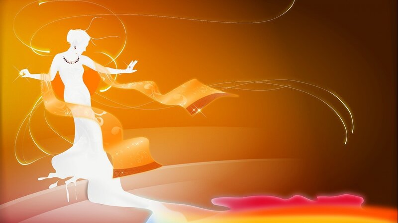 silhouette dancer with flowing fabric