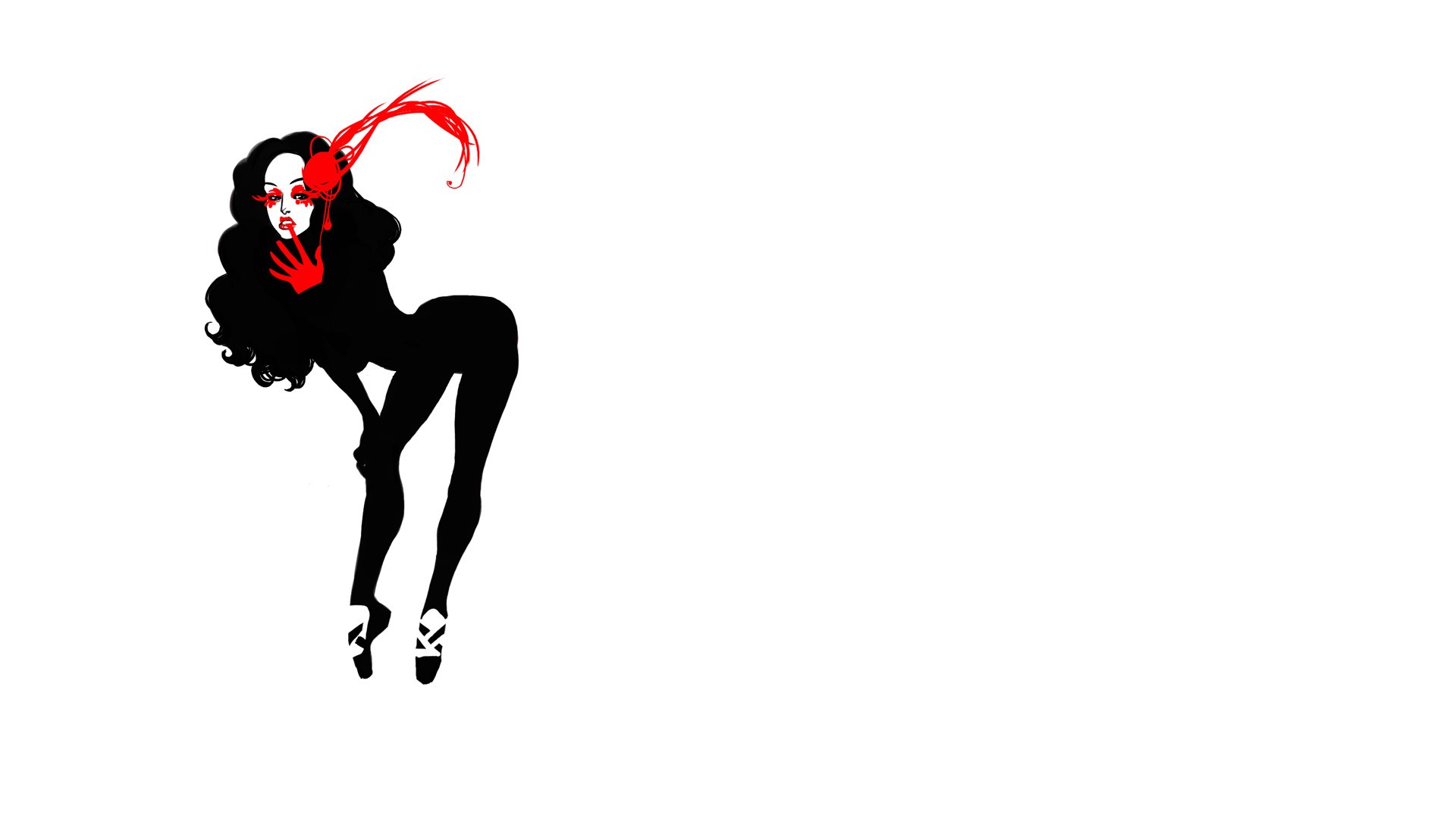 silhouette dancer with red accents