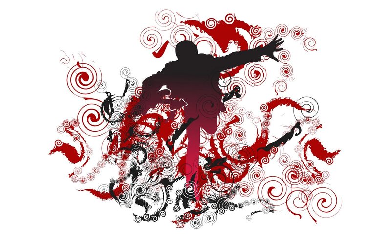 silhouette dancer with swirls