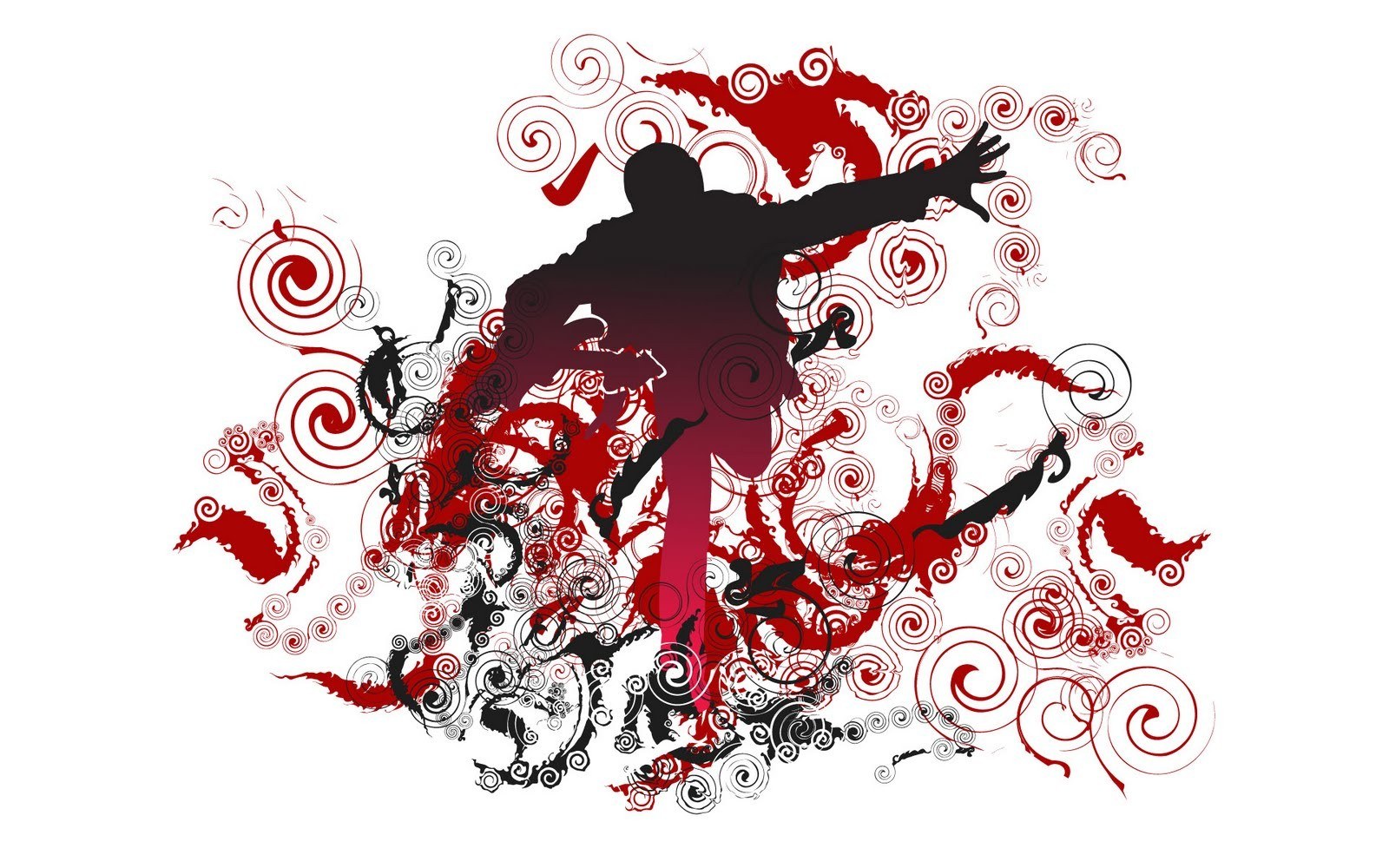 silhouette dancer with swirls