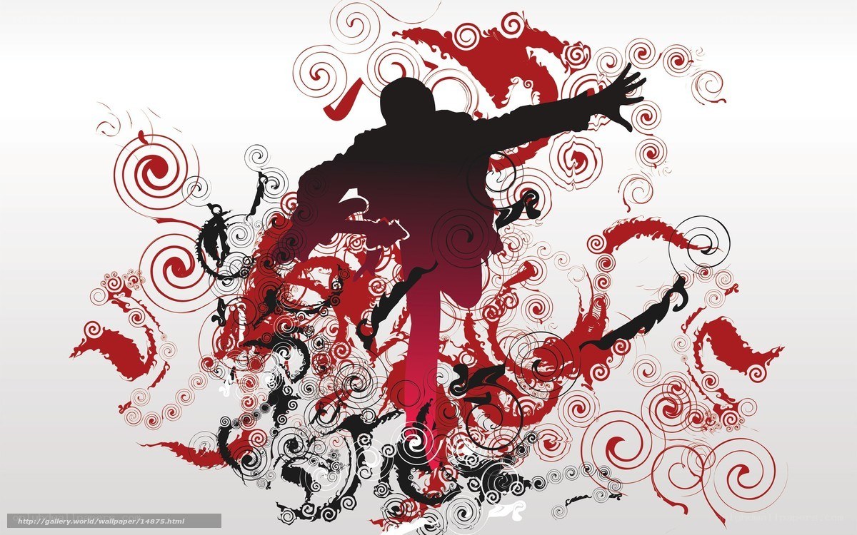 silhouette dancer with swirls