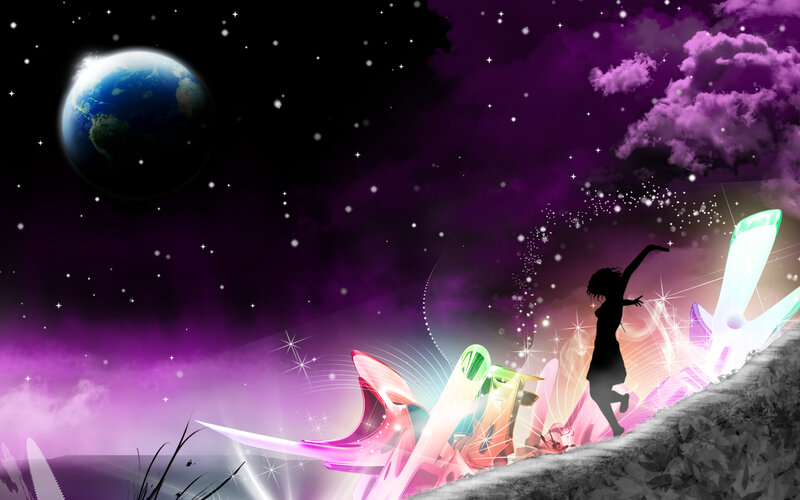 Silhouette dancing in space