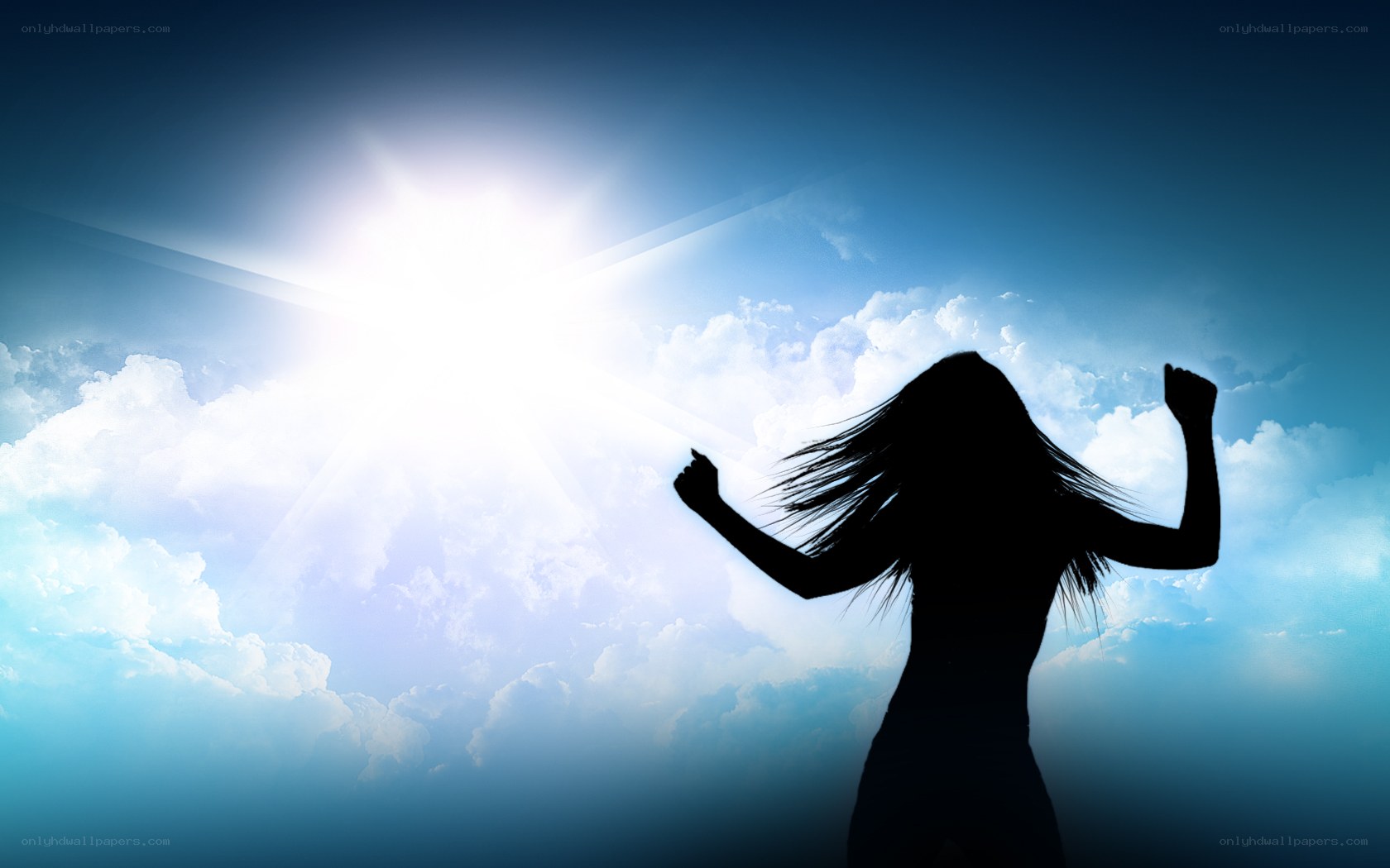 silhouette dancing in sunlight