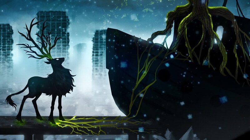 Silhouette Deer with Antlers — Black