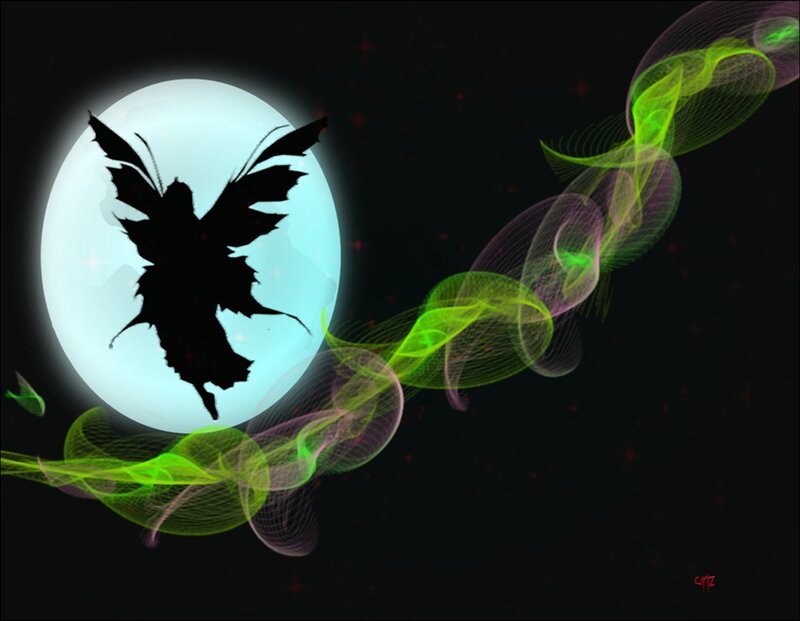 Silhouette Fairy in Moonlight