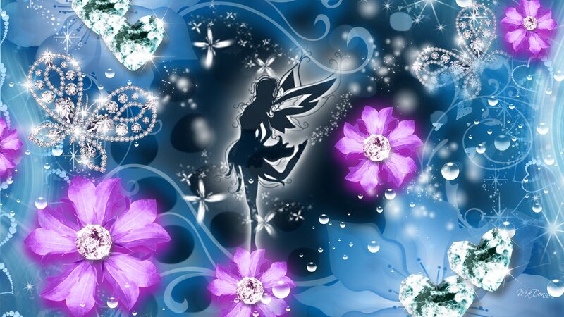 Silhouette Fairy with Flowers