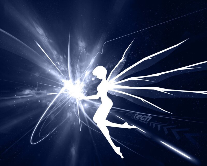 silhouette fairy with light burst