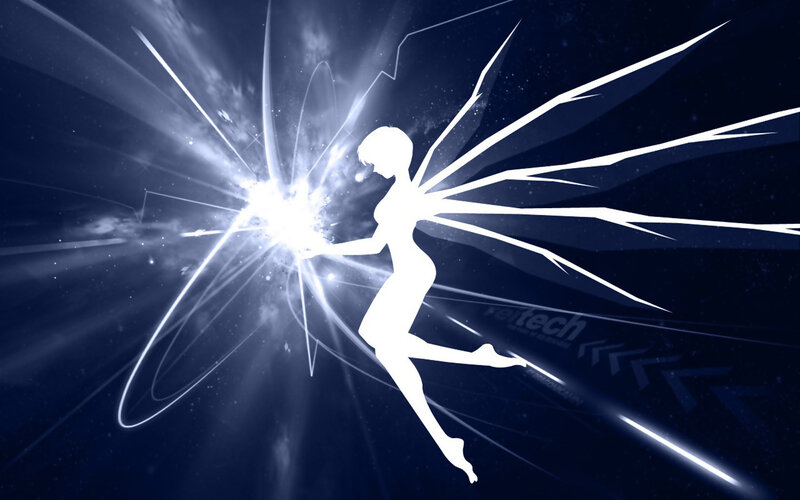 silhouette fairy with light burst