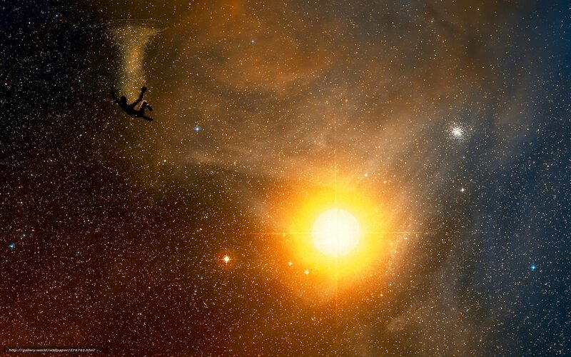 Silhouette Falling in Space — Orange