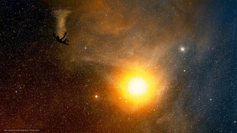 Silhouette falling in space