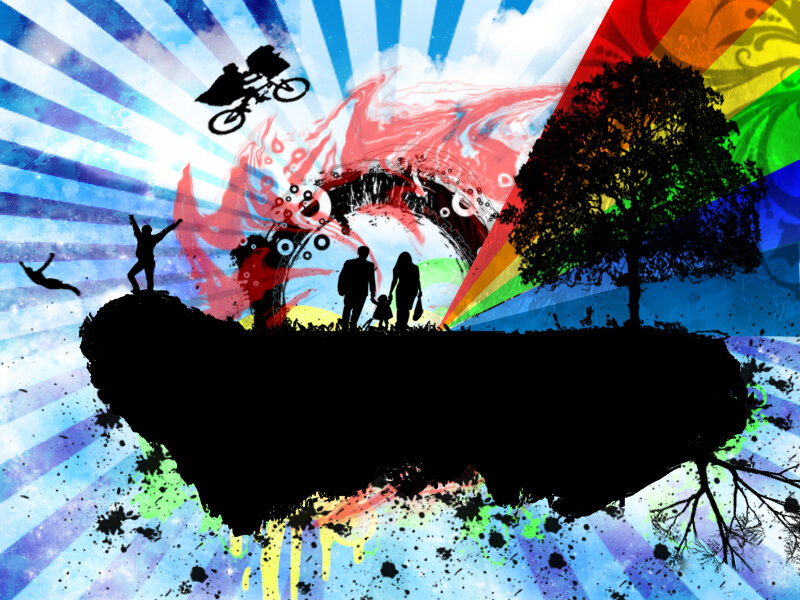 Silhouette Family on Island
