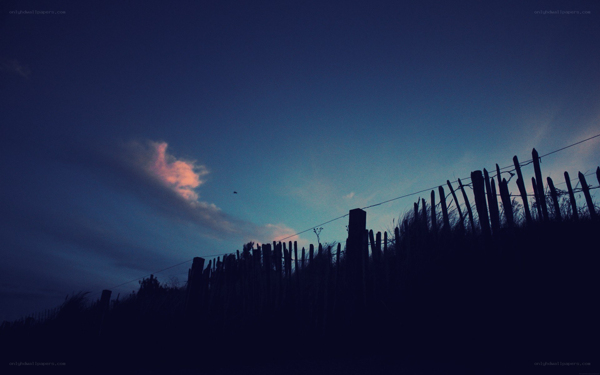Silhouette fence at dusk