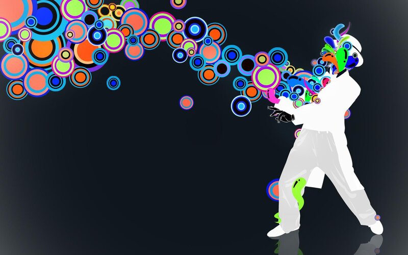 Silhouette Figure with Circles