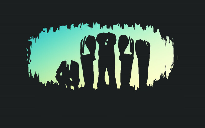 silhouette figures in gradient