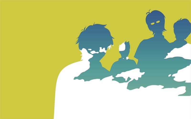 silhouette figures on yellow