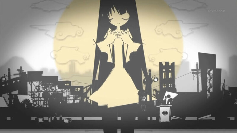 silhouette girl in cityscape
