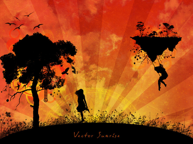 Silhouette Girl on Hill — Orange