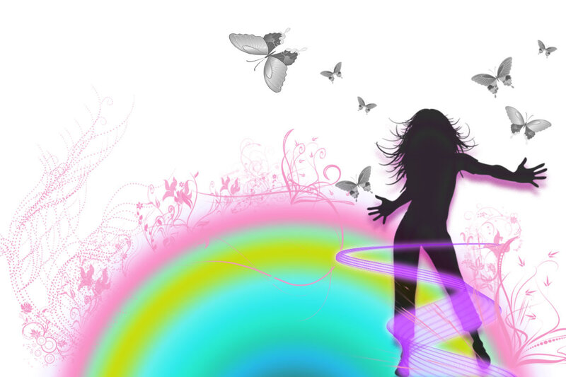 silhouette girl with butterflies