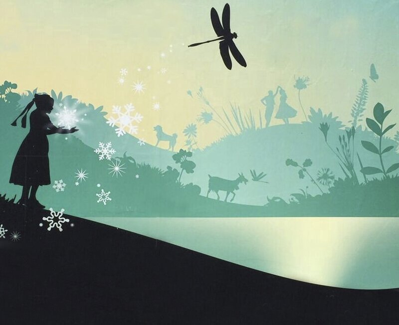 Silhouette Girl with Snowflakes