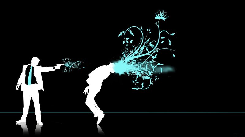 Silhouette gun violence art